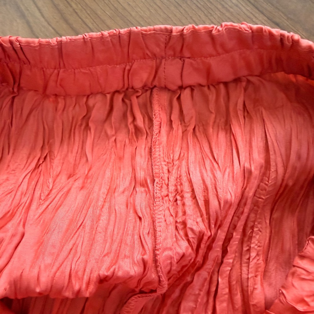 Savannah 100% Silk Maxi Skirt Coral Crinkle Broomstick Fairy Flowy Boho Womens M - Picture 5 of 6